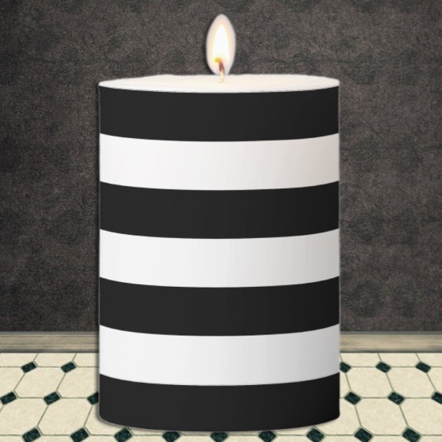 Black Stripe Pillar Candle (Creator Uploaded)