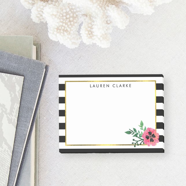 Black Stripe & Pink Floral Sticky Notes (Creator Uploaded)
