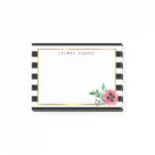 Black Stripe & Pink Floral Sticky Notes