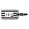 Black Stripe & Purple Pansy Monogram Luggage Tag