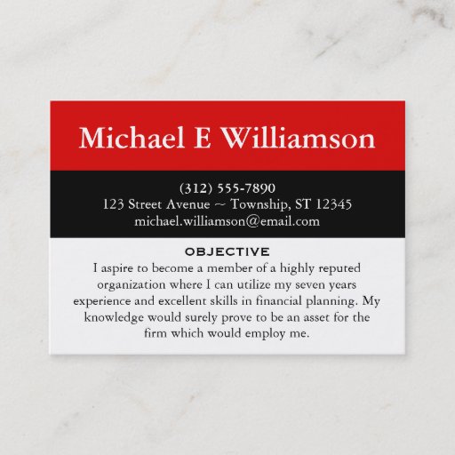 Customizable Black Stripe Red RESUME Business Cards