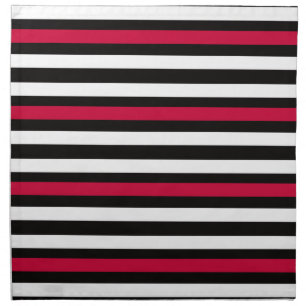 Black Stripe Red White Napkin