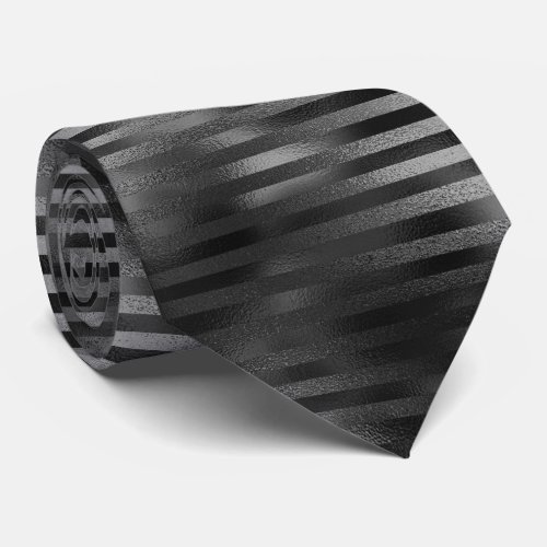 Black stripe shimmer pattern mens elegant formal neck tie