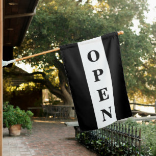 Black Stripe Vertical Open Sign Flag