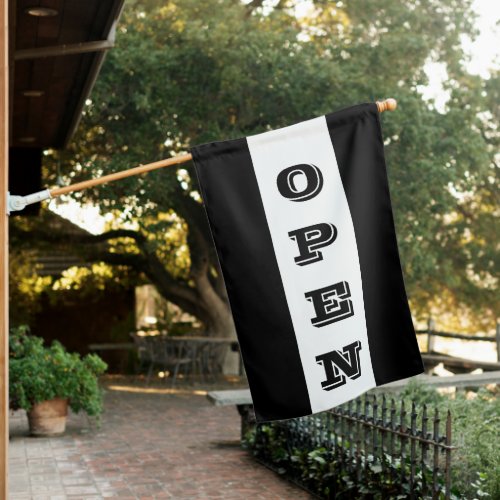 Black Stripe Vertical Open Sign Flag