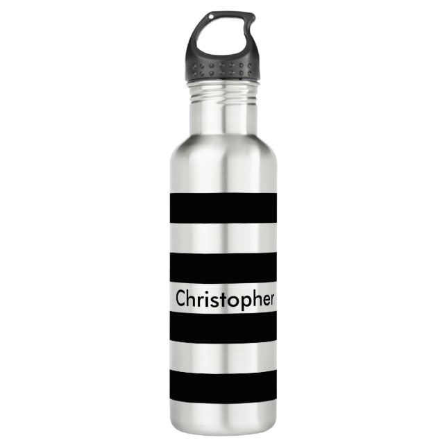 Black Stripe Water Bottle (Front)