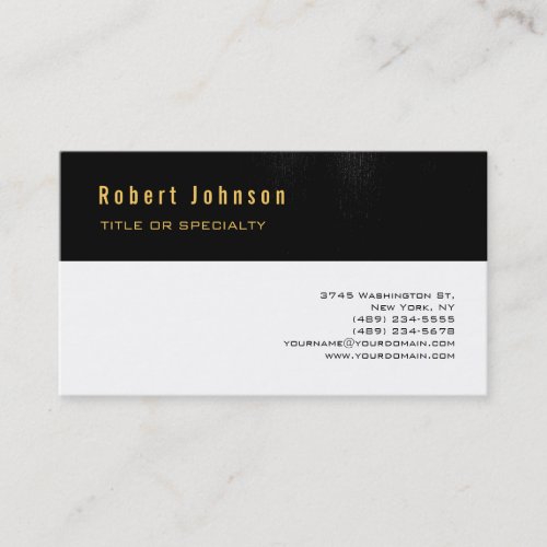 Black Stripe White Background Gold Business Card