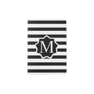 Black Striped BBL Label Monogrammed Passport Holder