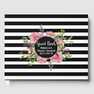 Black Striped Bridal Shower Guest Book