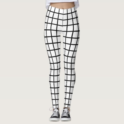 Black striped Grid Geometrical shaped Leggings