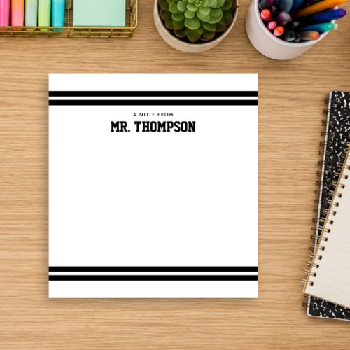 Black Striped Teacher School Notepad