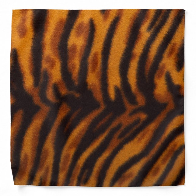 Black Striped Tiger fur or Skin Texture Template Bandana (Front)
