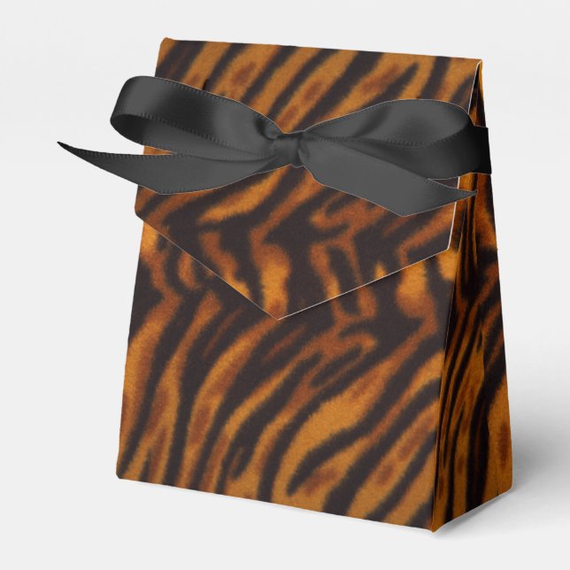 Black Striped Tiger fur or Skin Texture Template Favor Boxes (Front Side)