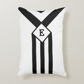 Black Stripes and Chevrons with Monogram on White Accent Pillow