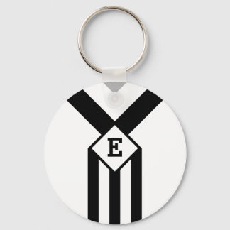 Black Stripes and Chevrons with Monogram on White Keychain
