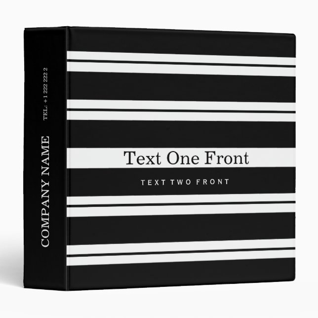 Black Stripes and Lines 3 Ring Binder (Front/Spine)