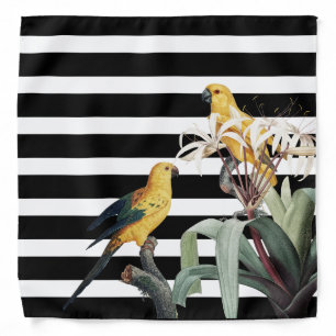Black Stripes And Parrots Bandana