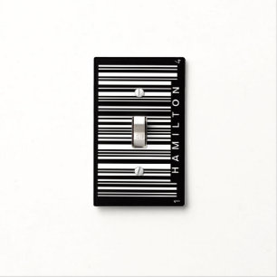 black stripes bar code name light switch cover