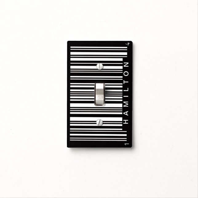 black stripes bar code name light switch cover (In Situ)