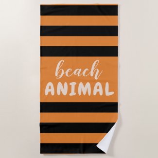 Black Stripes Custom Text Beach ANIMAL