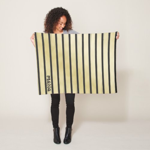 Black Stripes Fleece Blanket