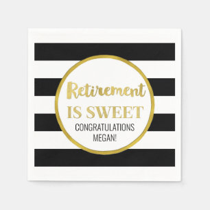 Black Stripes Gold Retirement is Sweet Napkins