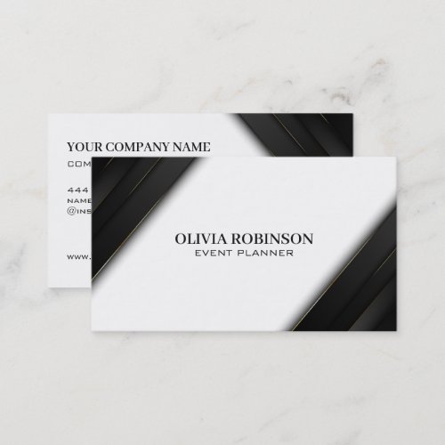 Black Stripes Gold Thin Lines Business Card