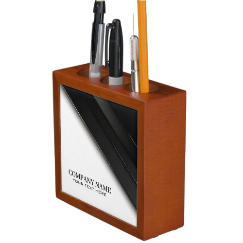 Black Stripes Gold Thin Lines Desk Organizer