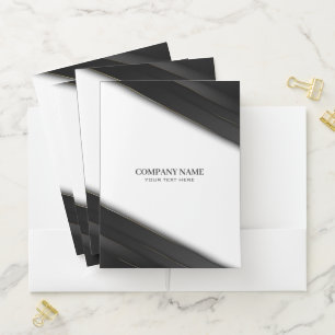 Black Stripes Gold Thin Lines Pocket Folder