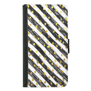 Black stripes, golden confetti, seamless pattern. samsung galaxy s5 wallet case