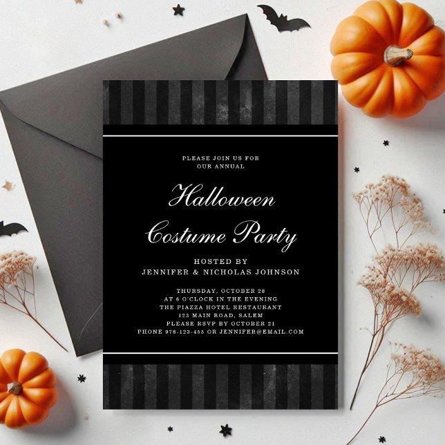 Black Stripes Halloween Costume Party Invitation (Black Stripes Halloween Costume Party Invitation)