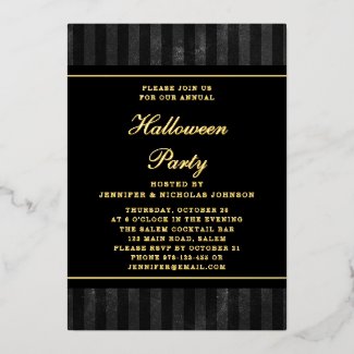 Black Stripes Halloween Party Gold