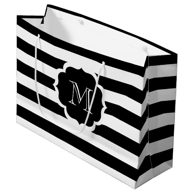 Black Stripes Large Gift Bag (Front Angled)