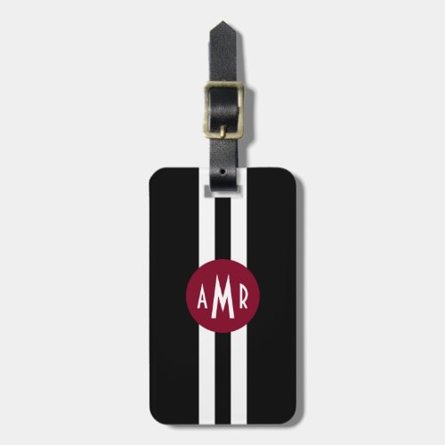 Black Stripes Monogram Luggage Tag for Men