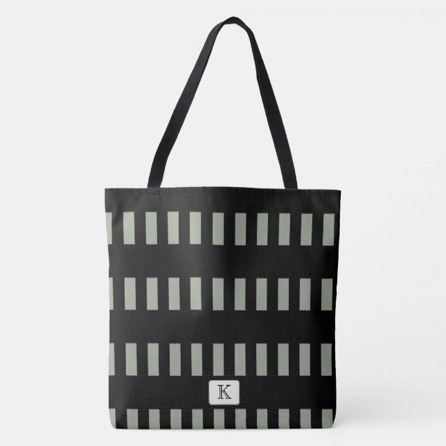 Black Stripes on any Color Custom monogram Tote Bag (Front)