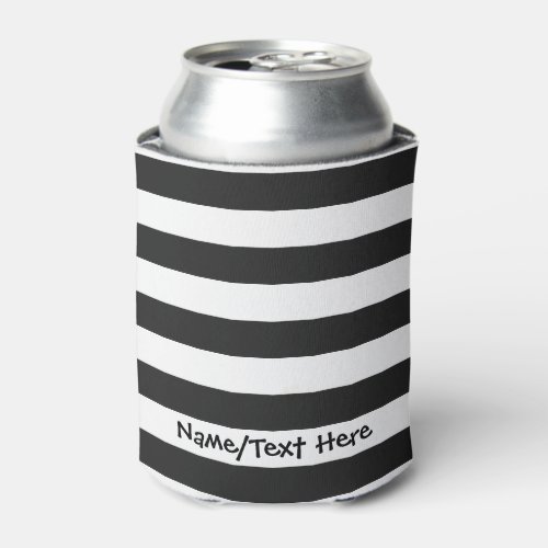 Black Stripes on any Color with Custom Name Can Cooler