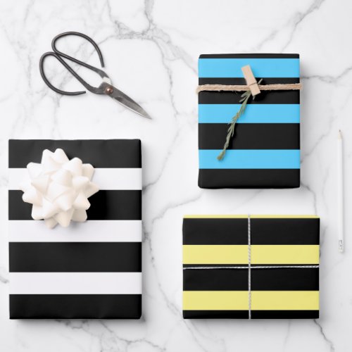 Black Stripes pattern custom backgrounds Wrapping Paper Sheets