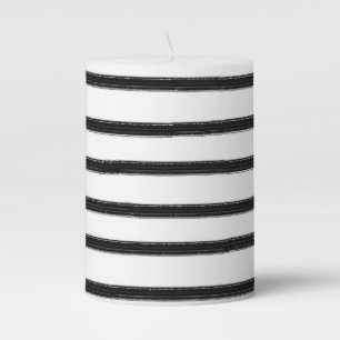 Black Stripes Pillar Candle