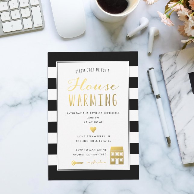 Black Stripes Single Housewarming Party Invitation (Creator Uploaded)