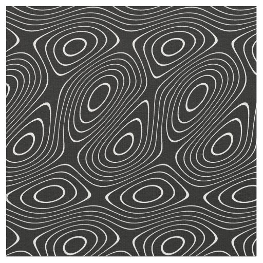 black Stripes Wave  Topographic optical art Fabric