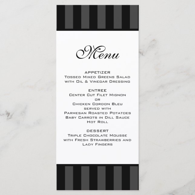 Black Stripes Wedding Menu (Front)