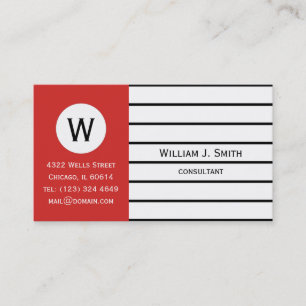 Black Strips White Tomato Red Monogrammed Business Card