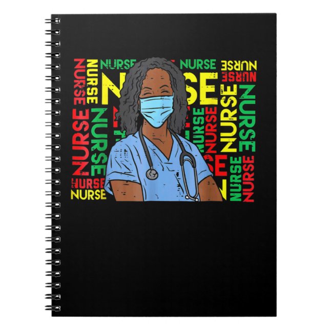 Black Strong Nurse Afro Love Melanin African Ameri Notebook (Front)