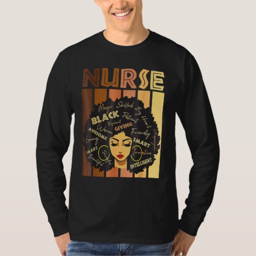 Black Strong Nurse Afro Love Melanin African Ameri T-Shirt