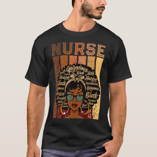 Black Strong Nurse Afro Love Melanin African Ameri T_Shirt