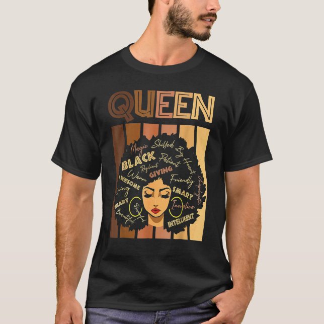 Black Strong Queen Afro Love Melanin African Ameri T-Shirt (Front)