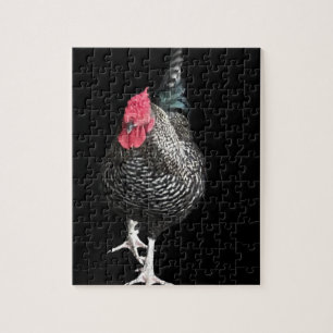 Black Strutting Cockerel No 3 Jigsaw Puzzle