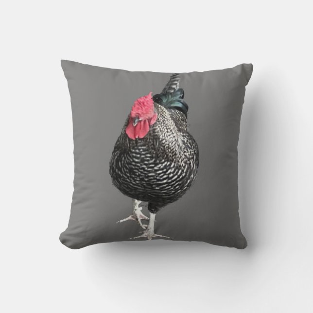 Black Strutting Cockerel No 3  Throw Pillow (Front)