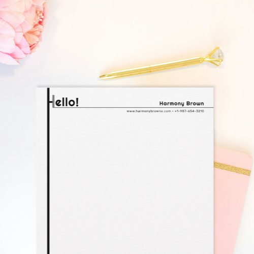 Black Styled Hello Personal Stationery