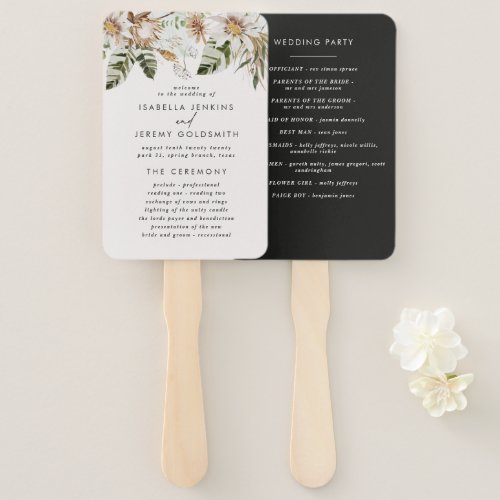 Black stylish botanical rustic elegant modern hand fan